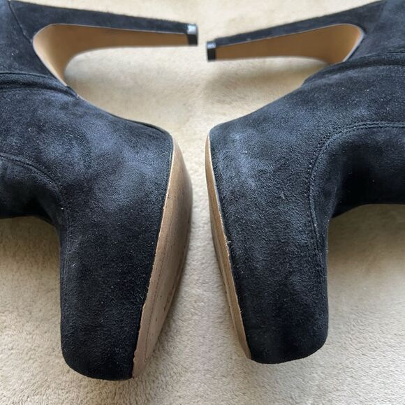 Sam Edelman Black Kit Suede Heeled  Ankle Booties Women 8 M Double Side Buckle - Picture 7 of 16
